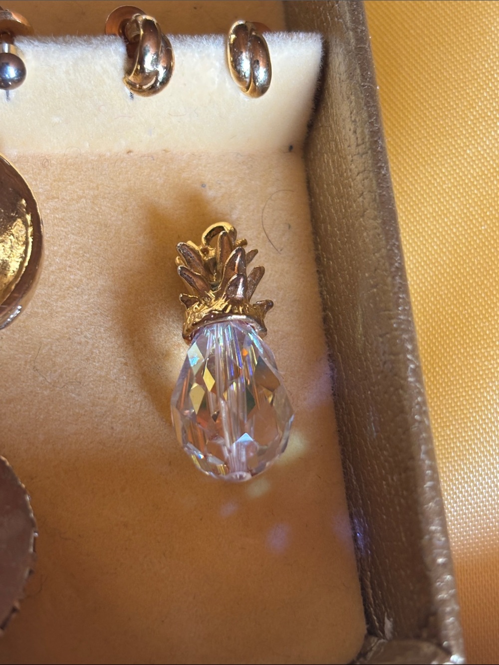Gold Pineapple Crystal Pendant - Women's Jewelry w/ a gold chain